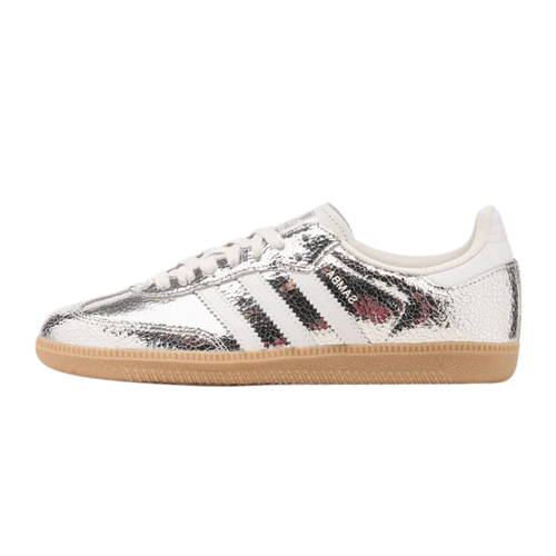 adidas Samba OG Silver Metallic Cracked Leather (Women's)