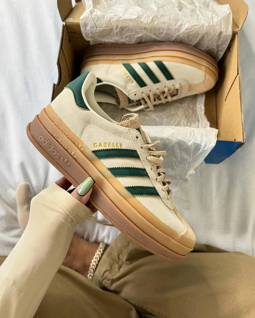 adidas Gazelle Bold Magic Beige Collegiate Green (Women's) (ID7056) | TheSneakerWay