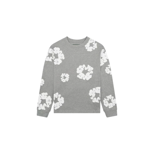 Denim Tears Long Sleeve Cotton Wreath T-shirt Grey | TheSneakerWay