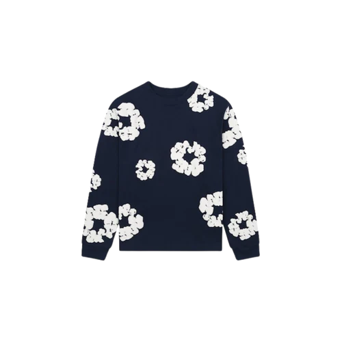 Denim Tears Long Sleeve Cotton Wreath T-shirt Navy