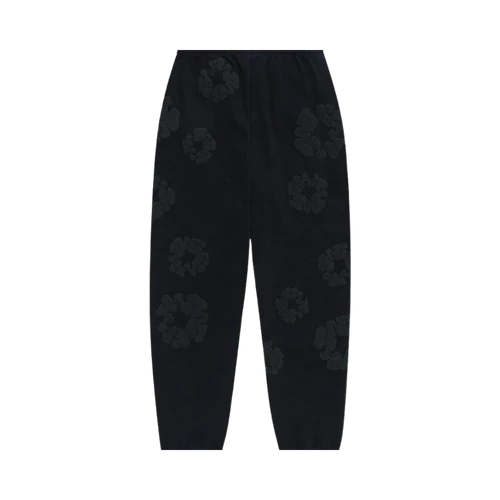 Denim Tears The Cotton Wreath Sweatpants Black Monochrome | TheSneakerWay