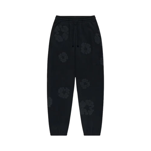 Denim Tears The Cotton Wreath Sweatpants Black Monochrome | TheSneakerWay