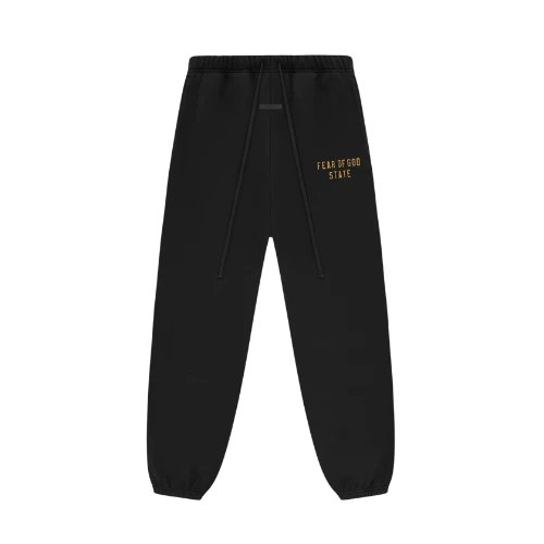 Fear of God Essentials FW24 Black Yellow State Lange Broek