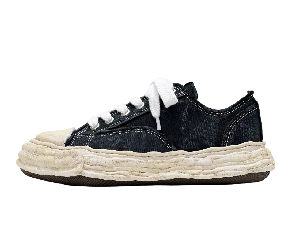 Maison Mihara Yasuhiro Peterson 23 OG Sole Vintage Effect Embroidered Canvas Low Black White