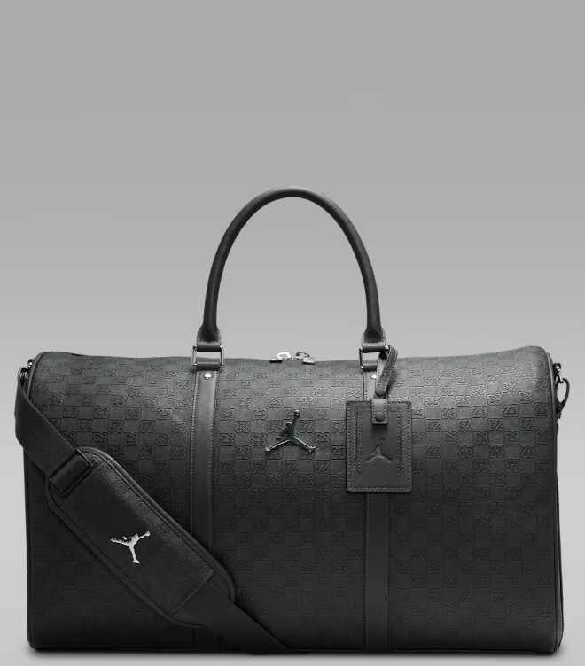 Jordan Monogram Leather Duffle Bag Black