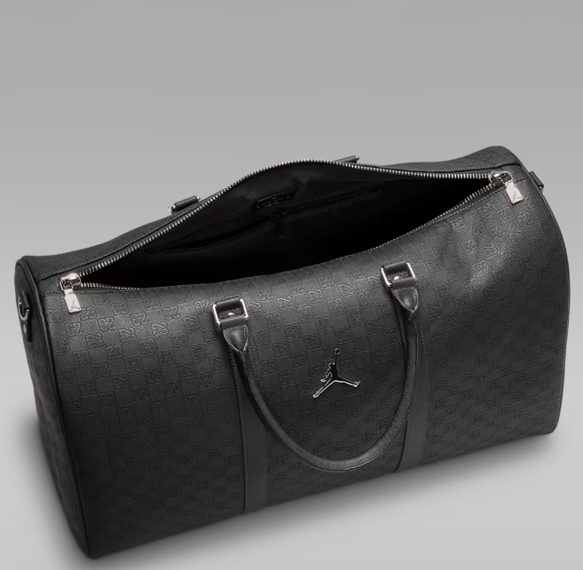 Jordan Monogram Leather Duffle Bag Black