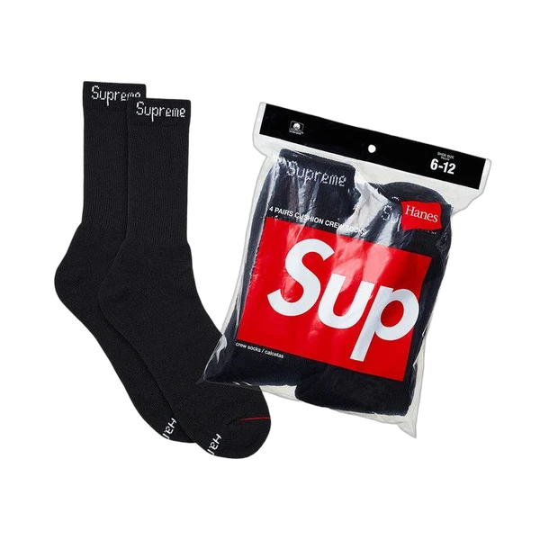 Supreme Hanes Socks (4 Pack) Black