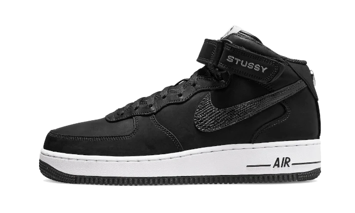 Nike Air Force 1 Mid Stussy Black White (DJ7840-001) | TheSneakerWay