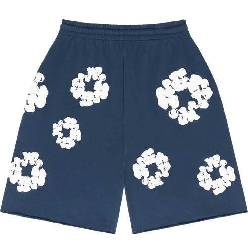 Denim Tears The Cotton Wreath Shorts Navy | TheSneakerWay