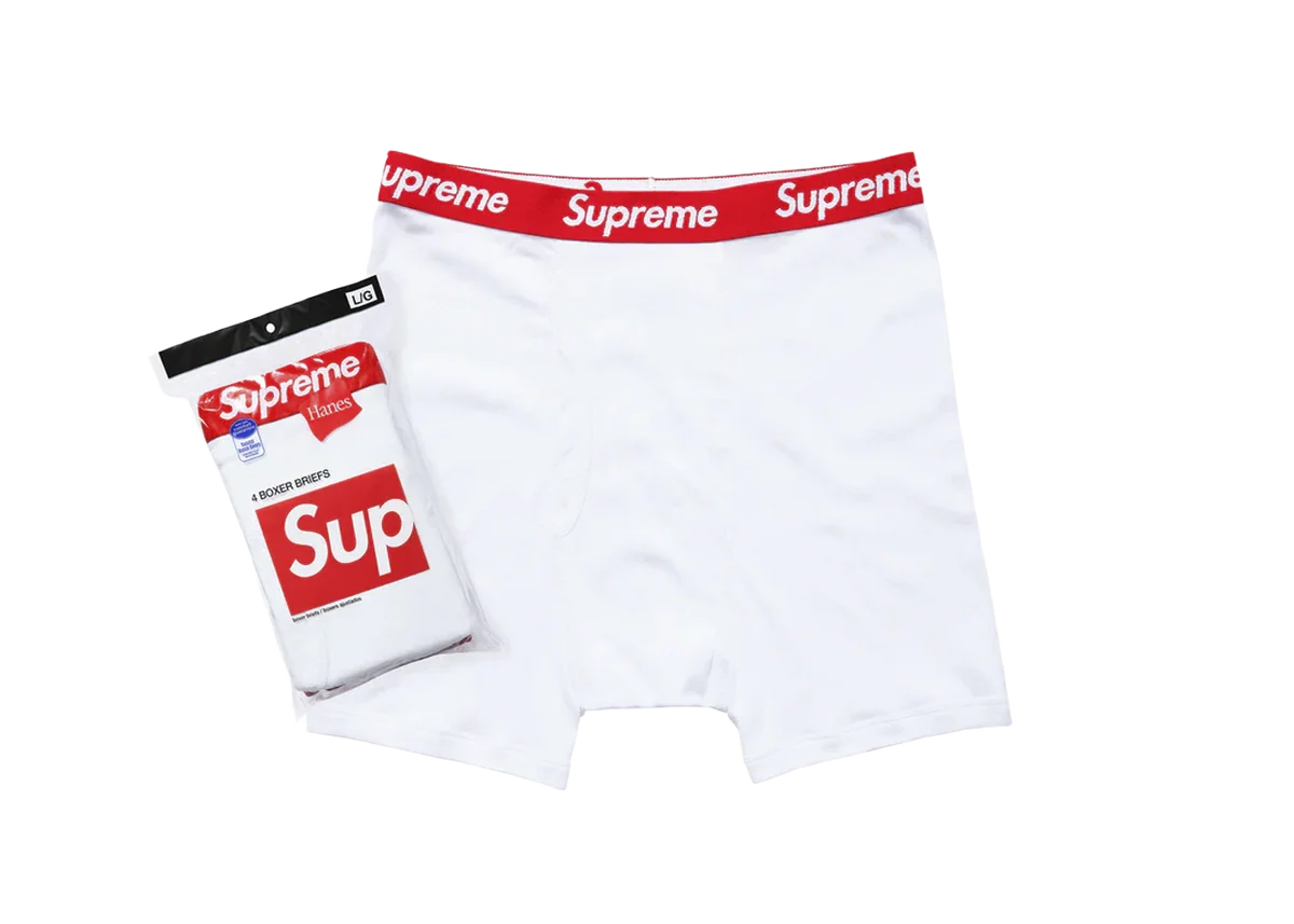 Supreme Hanes Boxer Briefs (4 Pack) White