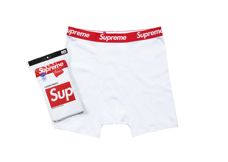 Supreme Hanes Boxer Briefs (4 Pack) White