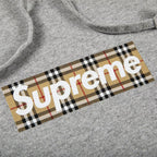 Supreme Burberry Box Logo Hooded Sweatshirt Heather Grey (SUPREME-BURBERRY) | TheSneakerWay