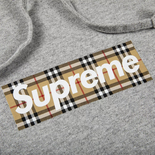 Supreme Burberry Box Logo Hooded Sweatshirt Heather Grey (SUPREME-BURBERRY) | TheSneakerWay